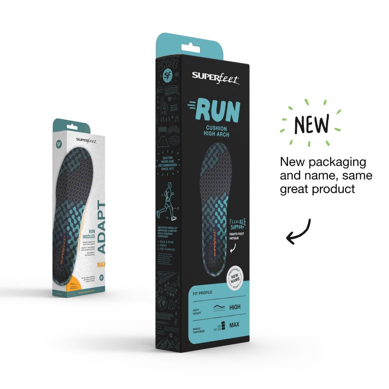 سوبر فييت نعال داخلية عالية التقوس من Superfeet Run Cushion - دعم قوس عالٍ - حشوات مشذبة لتناسب أحذية الجري - درجة احترافية - 5.5-7 رجال / 6.5-8 نساء - Image 2